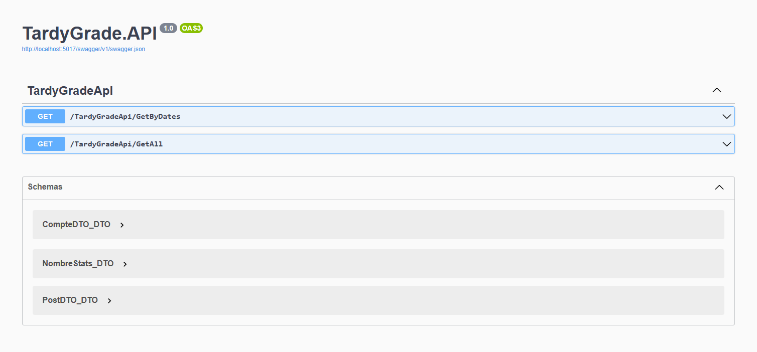 Screen de l'API C#