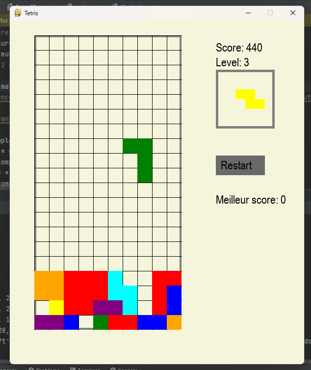 Capture d'écran du Tetris en Pygame